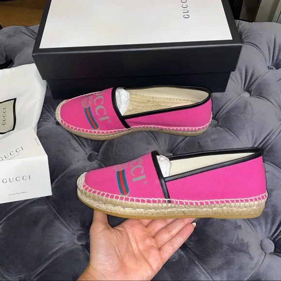 New Size 37.5 Gucci Pink Canvas Espadrilles - Picture 3 of 5